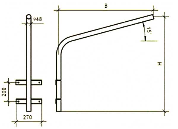 Габаритная схема кронштейна К1П-10-5