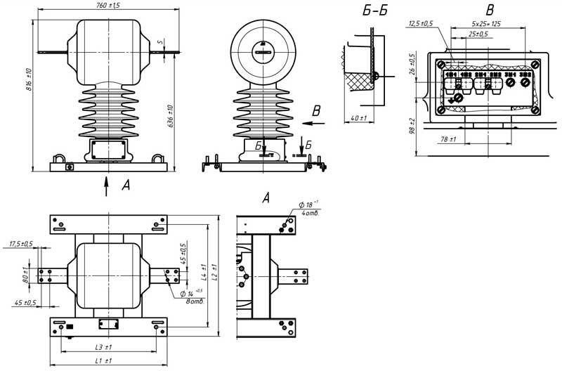 Схема 1 - Конструкция трансформатора ТОЛ-35
