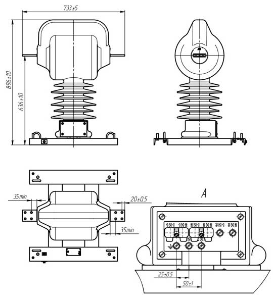 Схема 2 - Конструкция трансформатора ТОЛ-35