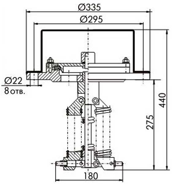 Клапан предохранительный масляного трансформатора - габаритная схема